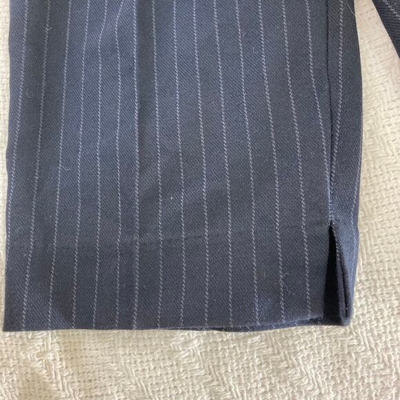 H&M pinstripe drawstring waist pants ladies 8 dark blue tapered trousers - Picture 5 of 8